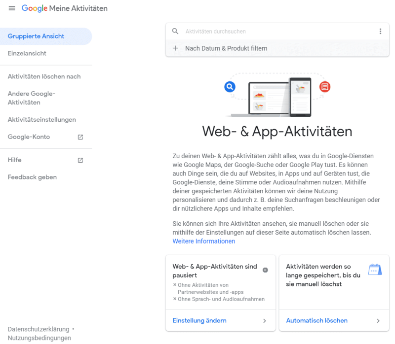 Google Meine Aktivitäten