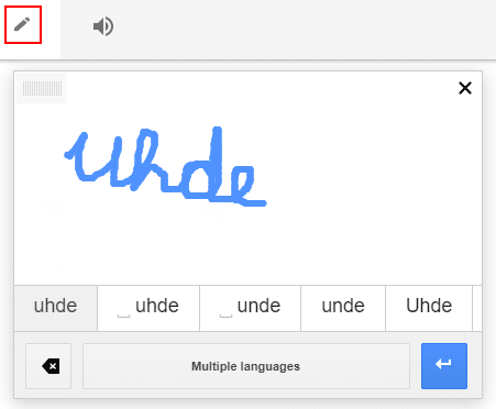 Der Google Übersetzer kann auch Handschrift übersetzen