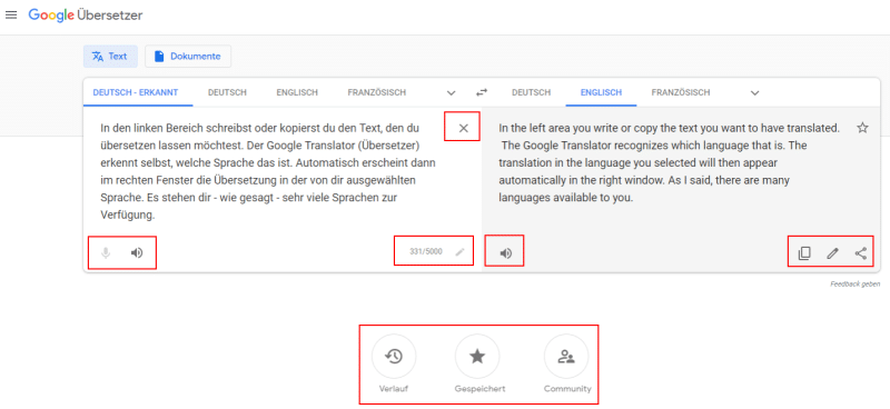 Die Funktionen des Google Übersetzers