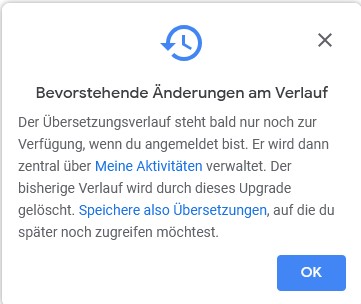 Google Übersetzung nur noch mit Google-Konto